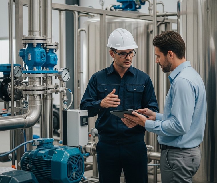 Engineers reviewing water system